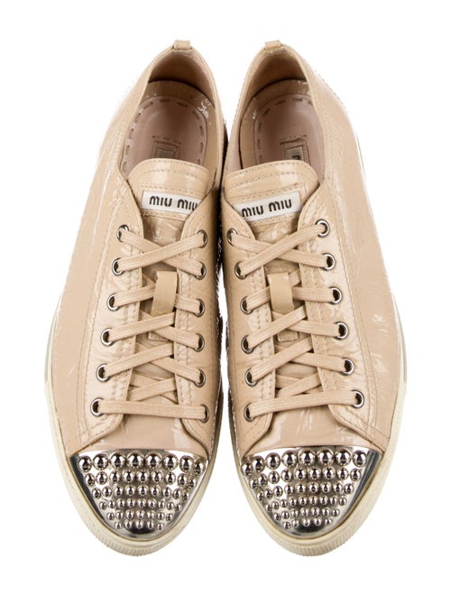 Miu Miu Patent Leather Studded Accents Sneakers