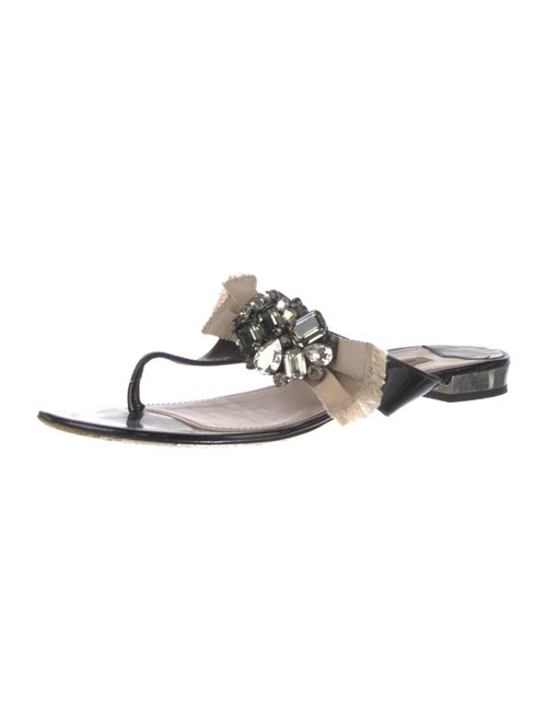 Miu Miu Patent Leather Bow Accents Slides