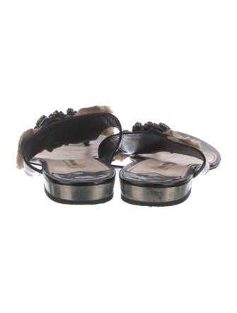 Miu Miu Patent Leather Bow Accents Slides