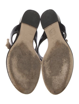 Miu Miu Patent Leather Bow Accents Slides