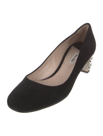 Miu Miu Suede Crystal Embellishments Pumps