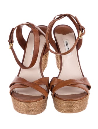 Miu Miu Leather Animal Print Espadrilles