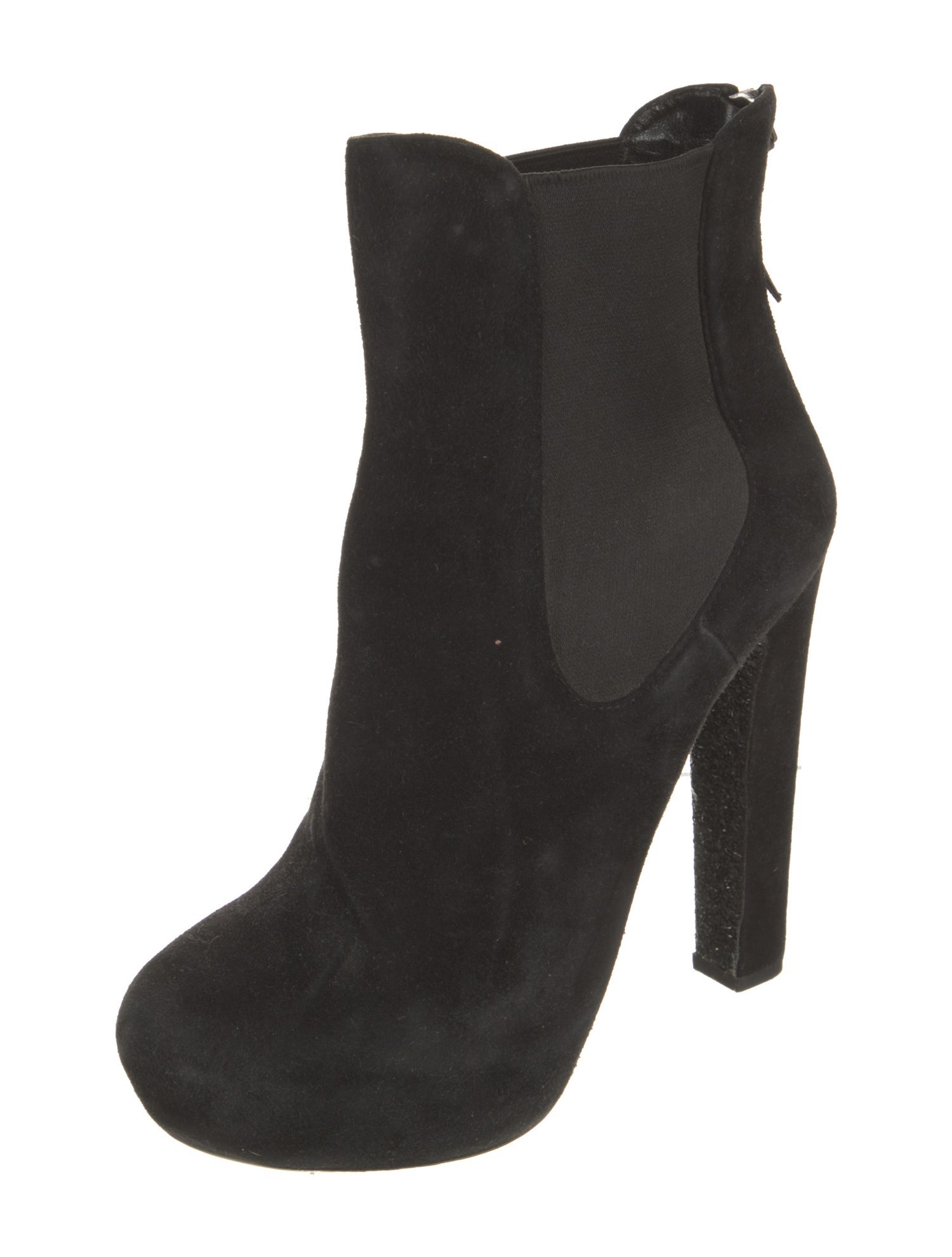 Miu Miu Suede Glitter Accents Chelsea Boots