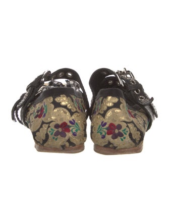 Miu Miu Printed Bow Accents Mary Jane Flats