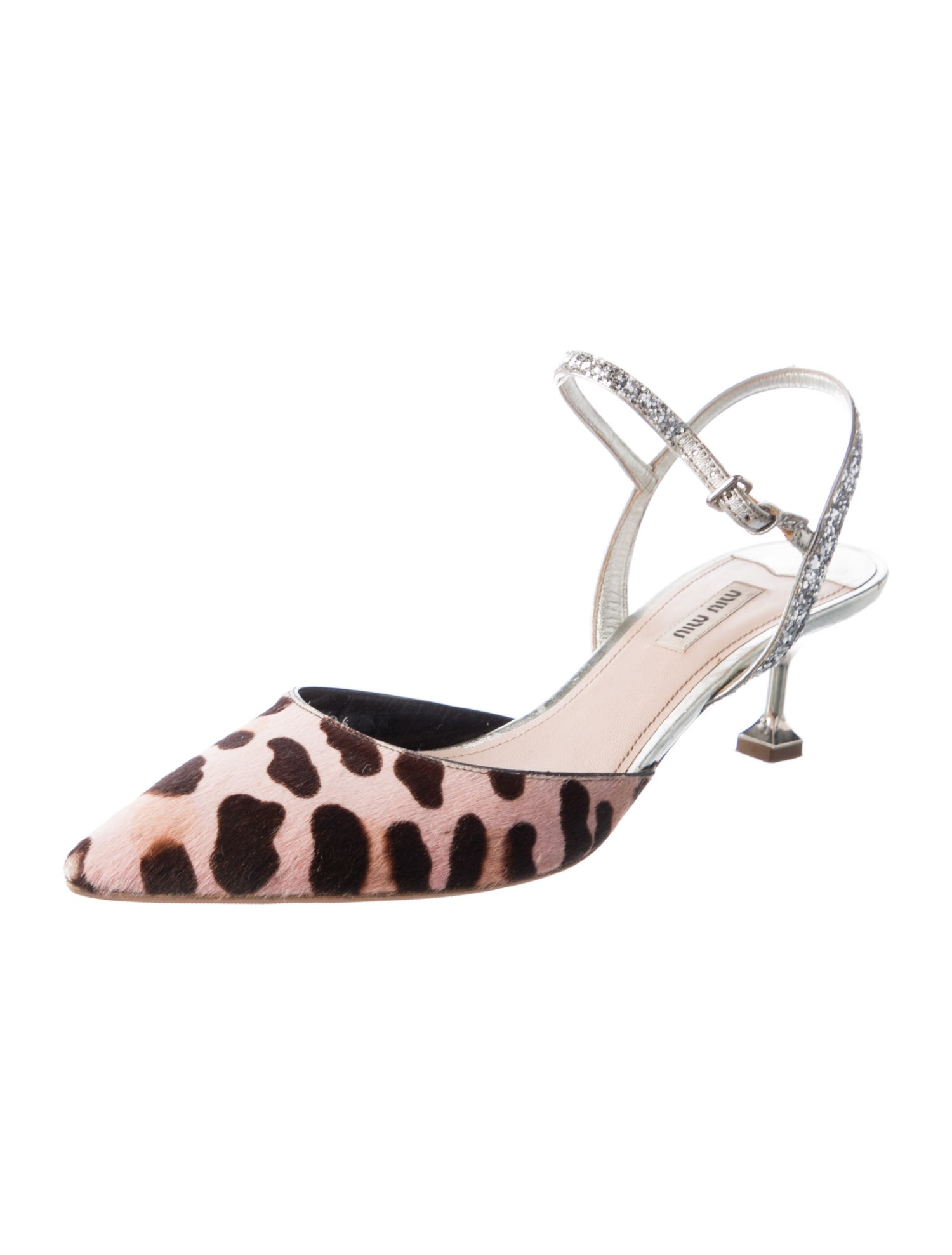 Miu Miu Ponyhair Animal Print Slingback Pumps