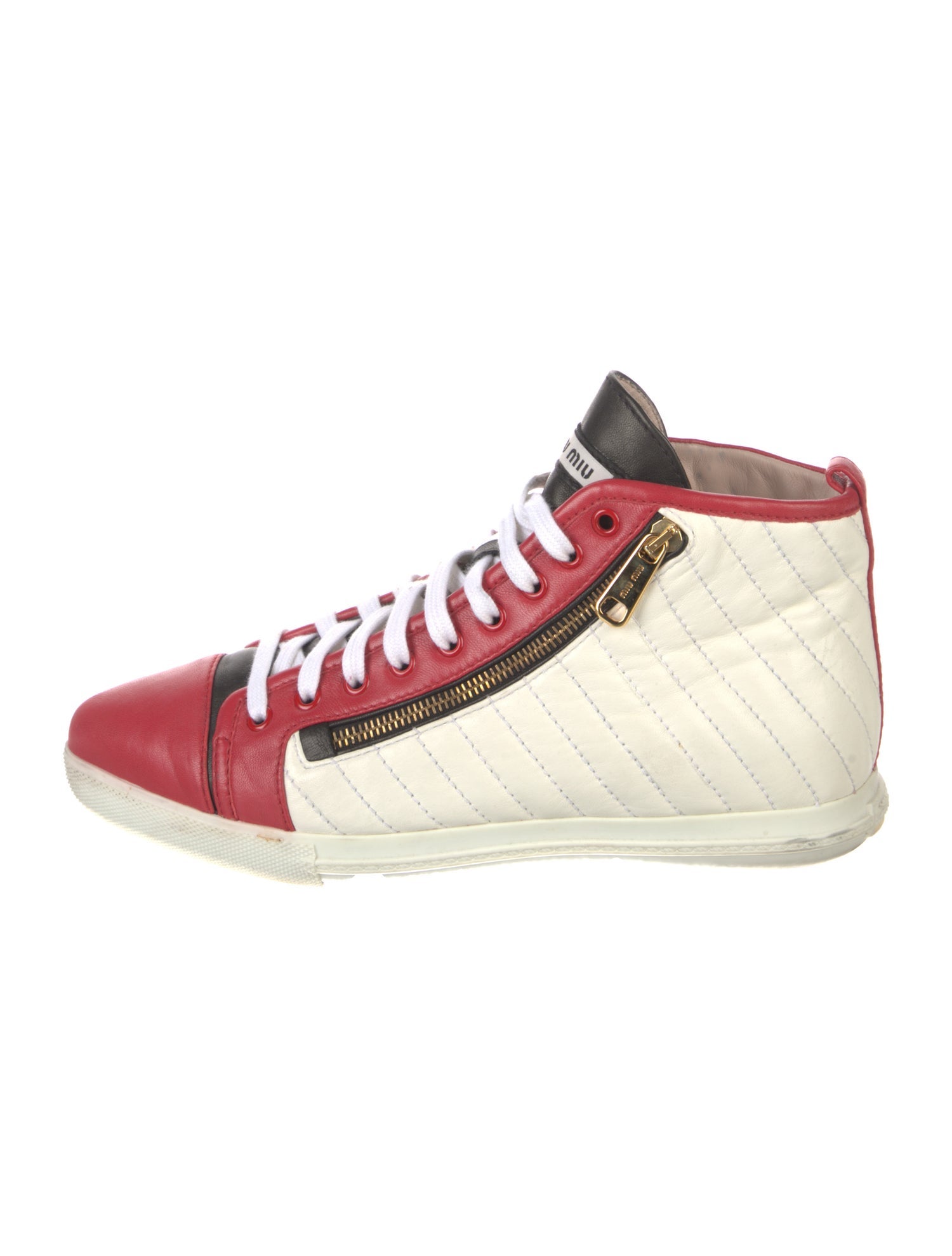 Miu Miu Leather Colorblock Pattern Sneakers