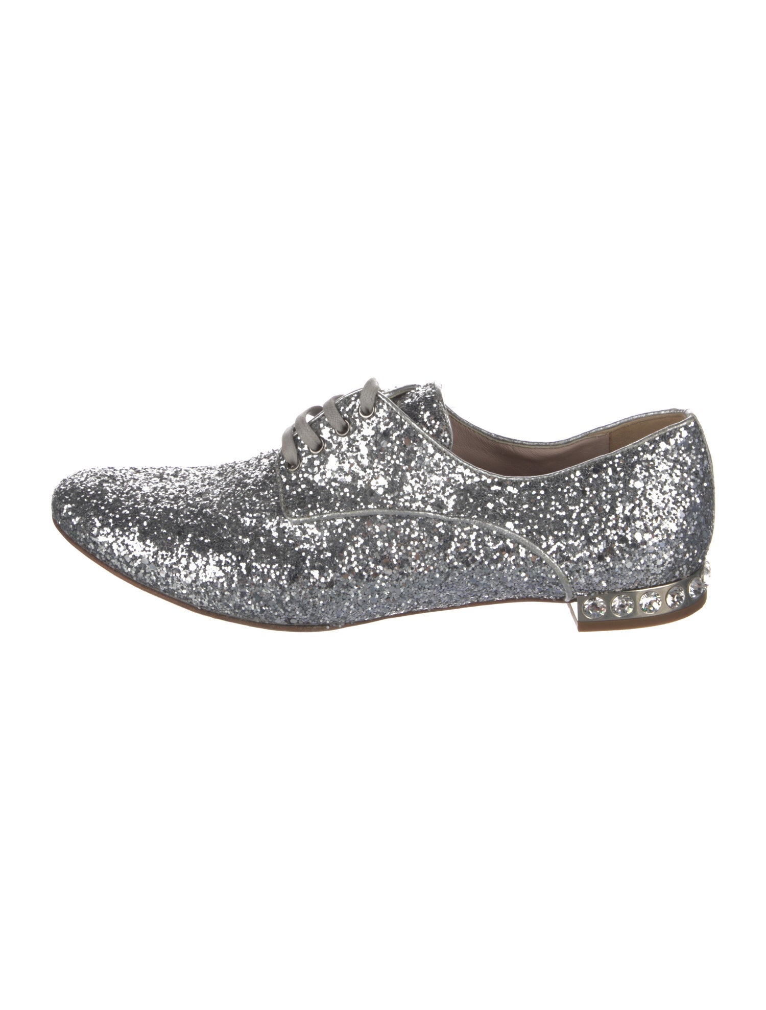 Miu Miu Glitter Crystal Embellishments Oxfords