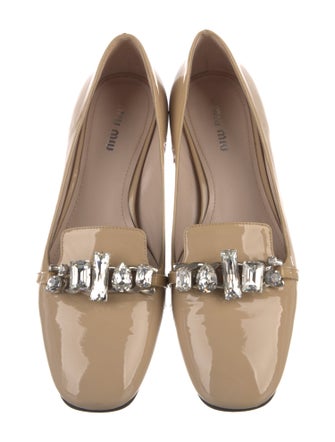 Miu Miu Patent Leather Crystal Embellishments Pumps