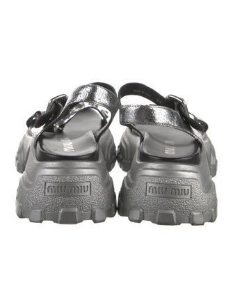 Miu Miu Leather Crystal Embellishments Slingback Sandals