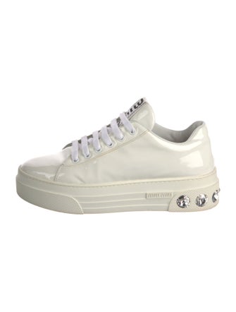 Miu Miu Patent Leather Crystal Embellishments Sneakers