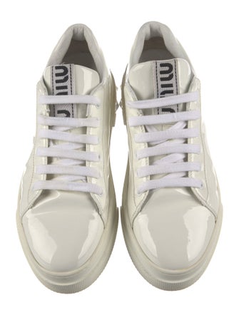 Miu Miu Patent Leather Crystal Embellishments Sneakers