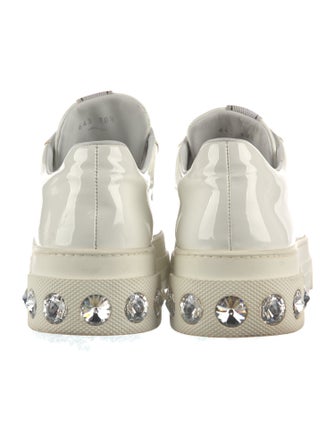 Miu Miu Patent Leather Crystal Embellishments Sneakers