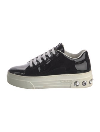 Miu Miu Patent Leather Crystal Embellishments Sneakers