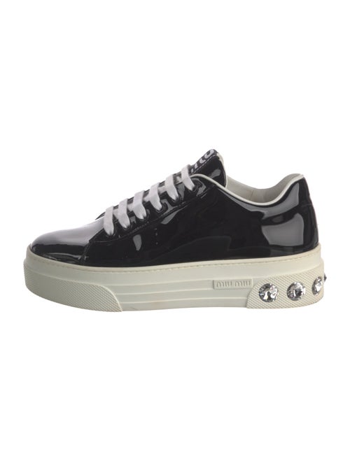 Miu Miu Patent Leather Crystal Embellishments Sneakers