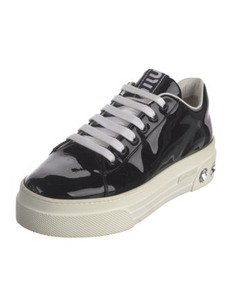 Miu Miu Patent Leather Crystal Embellishments Sneakers