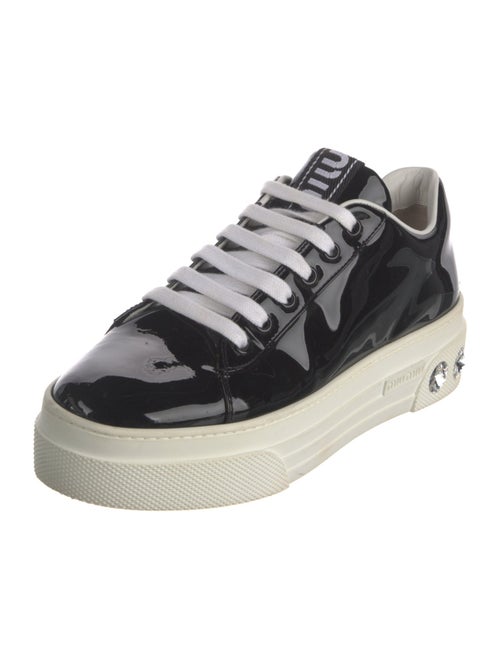 Miu Miu Patent Leather Crystal Embellishments Sneakers