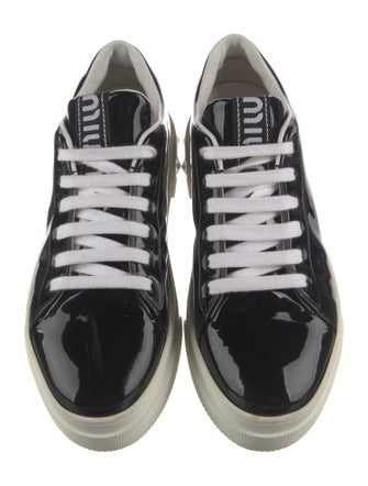 Miu Miu Patent Leather Crystal Embellishments Sneakers
