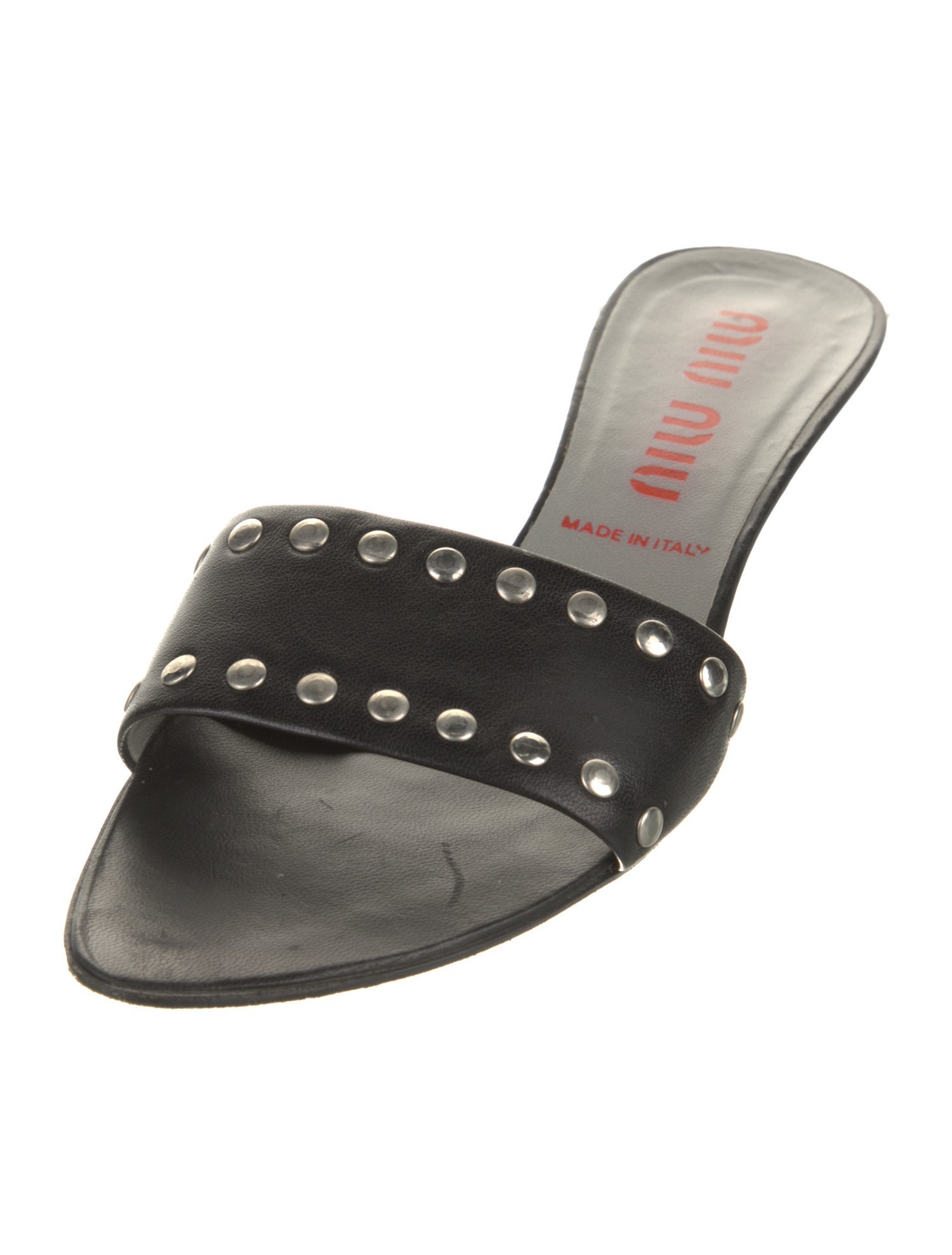 Miu Miu Leather Studded Accents Slides