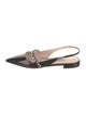 Miu Miu Patent Leather Crystal Embellishments Slingback Flats