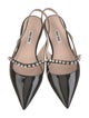 Miu Miu Patent Leather Crystal Embellishments Slingback Flats