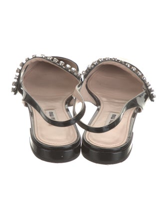 Miu Miu Patent Leather Crystal Embellishments Slingback Flats