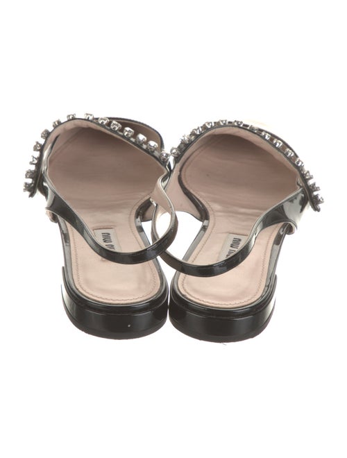 Miu Miu Patent Leather Crystal Embellishments Slingback Flats