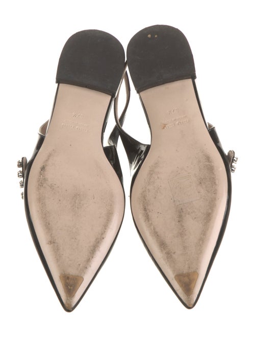 Miu Miu Patent Leather Crystal Embellishments Slingback Flats