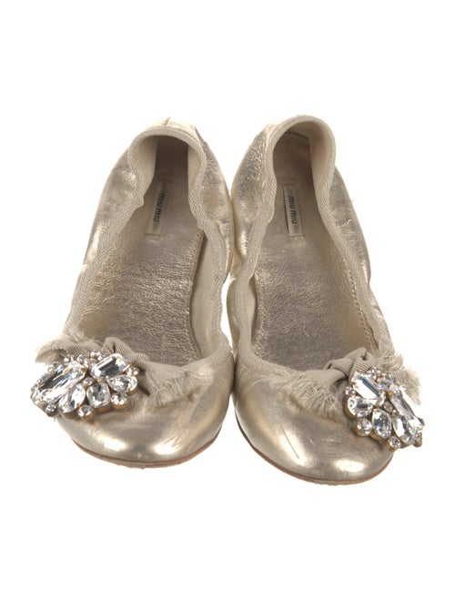 Miu Miu Leather Bow Accents Ballet Flats