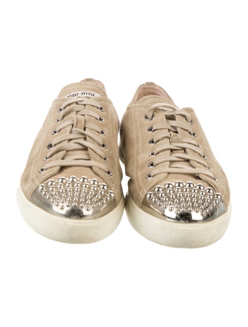 Miu Miu Suede Studded Accents Sneakers