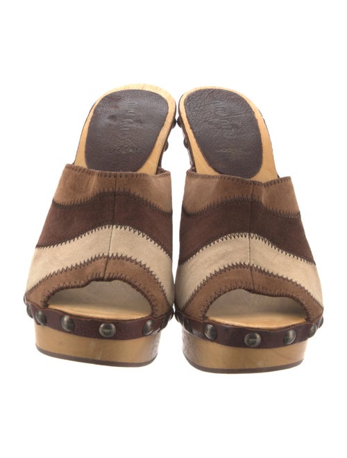 Miu Miu Suede Colorblock Pattern Slides