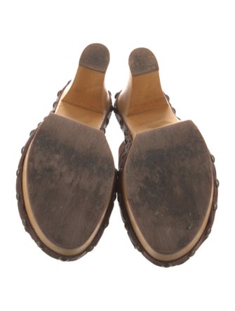 Miu Miu Suede Colorblock Pattern Slides