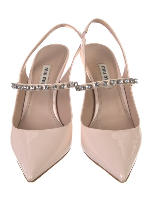 Miu Miu Patent Leather Crystal Embellishments Slingback Pumps