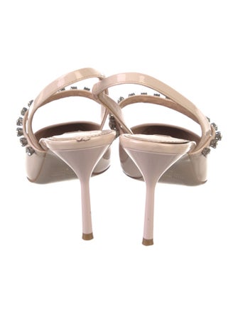 Miu Miu Patent Leather Crystal Embellishments Slingback Pumps
