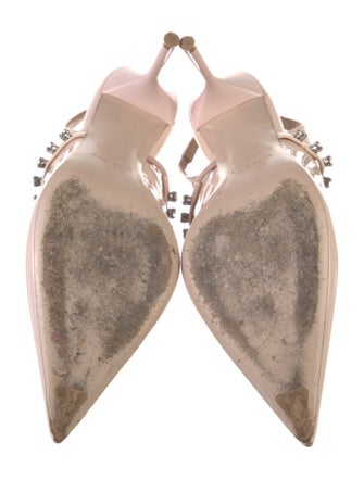 Miu Miu Patent Leather Crystal Embellishments Slingback Pumps