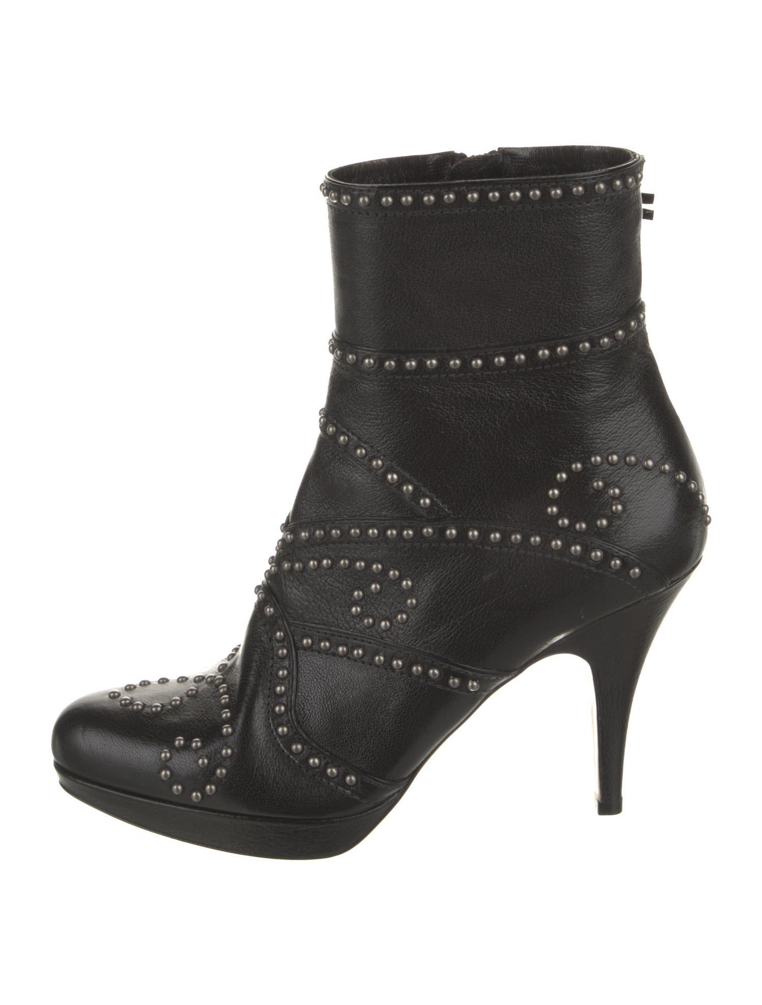Miu Miu Leather Studded Accents Boots