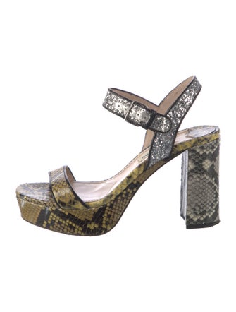 Miu Miu Leather Animal Print Sandals