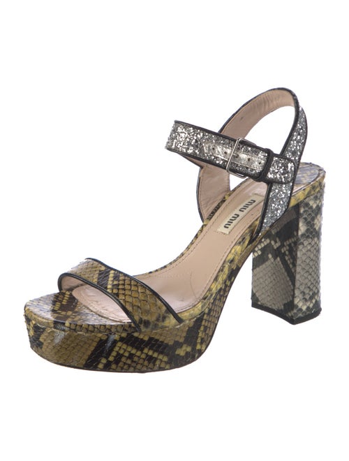 Miu Miu Leather Animal Print Sandals