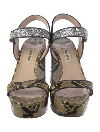 Miu Miu Leather Animal Print Sandals