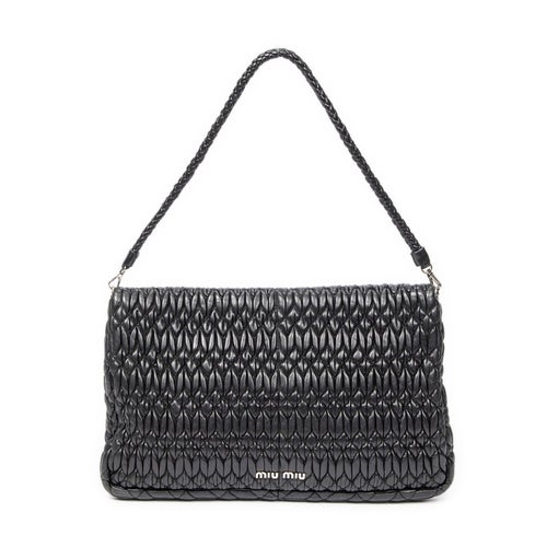 Miu Miu Leather Crystal Chain Flap Clutch