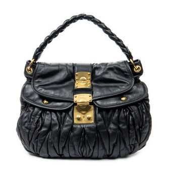 Miu Miu Leather Coffer Double Pocket Hobo