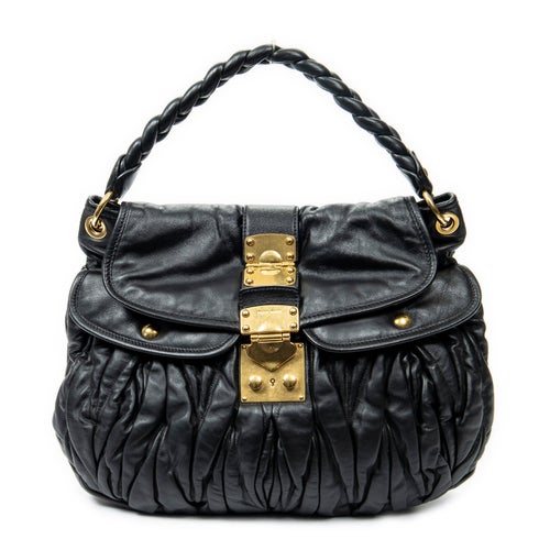 Miu Miu Leather Coffer Double Pocket Hobo