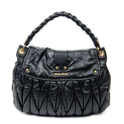 Miu Miu Leather Coffer Double Pocket Hobo