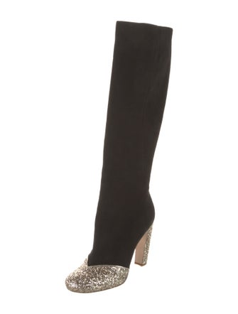 Miu Miu Suede Glitter Accents Boots
