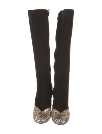 Miu Miu Suede Glitter Accents Boots