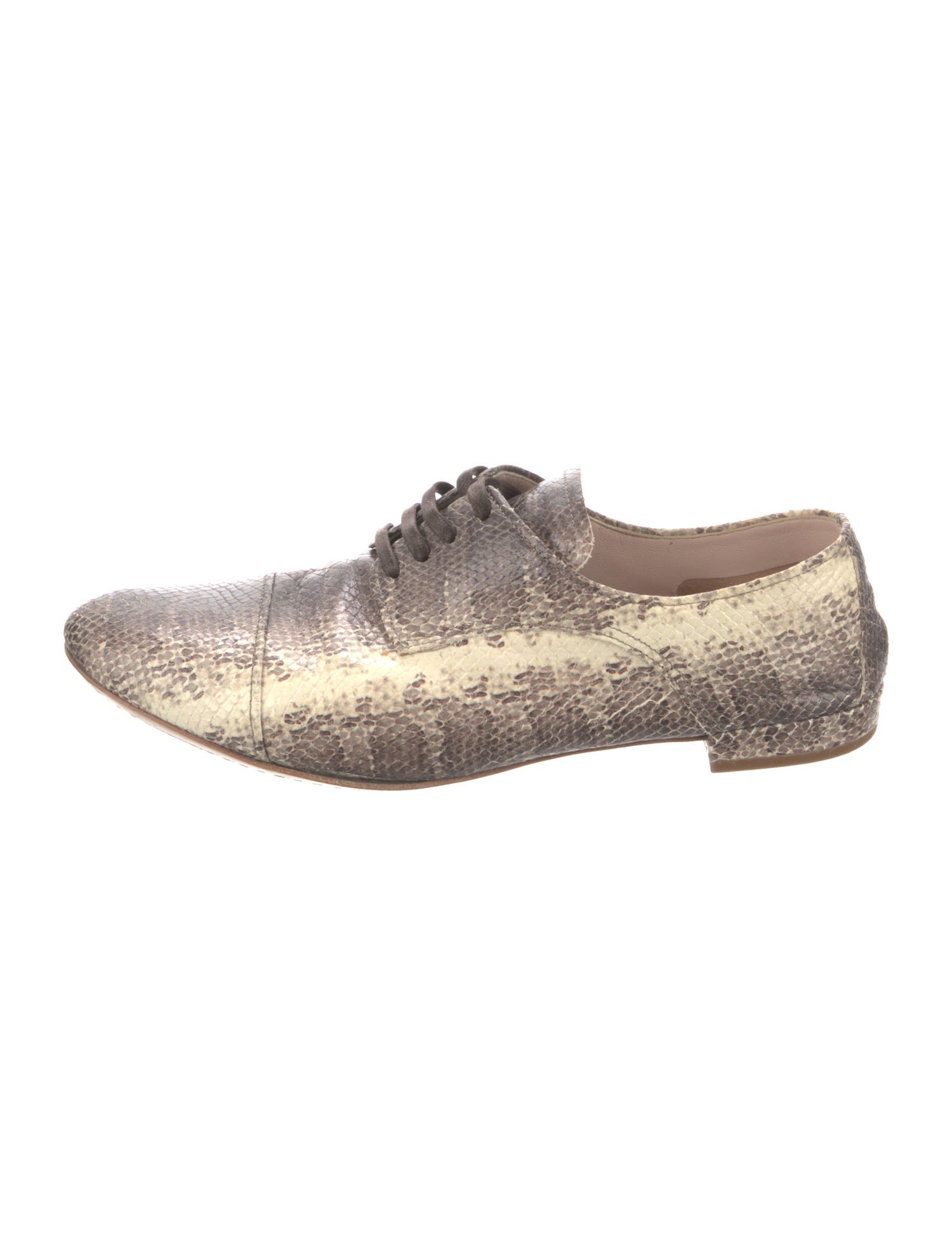 Miu Miu Leather Animal Print Oxfords