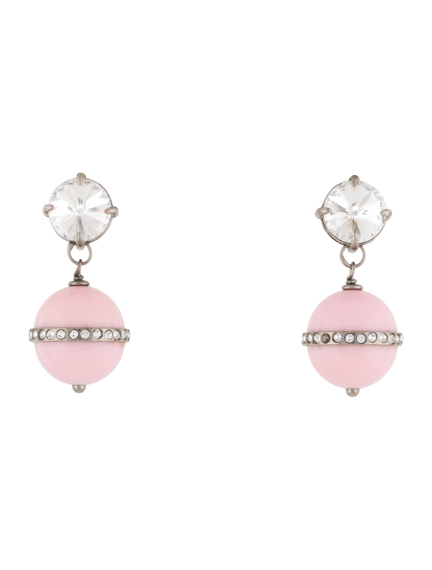 Miu Miu Resin & Crystal Ball Drop Clip-On Earrings