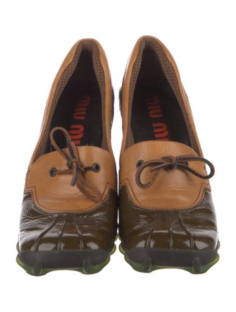 Miu Miu Patent Leather Colorblock Pattern Pumps