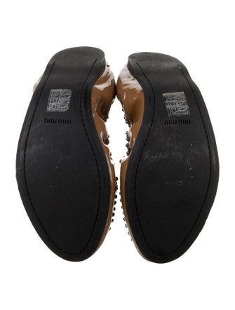 Miu Miu Patent Leather Crystal Embellishments Ballet Flats