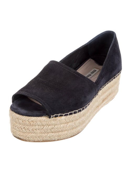 Miu Miu Denim Whipstitch Trim Espadrilles