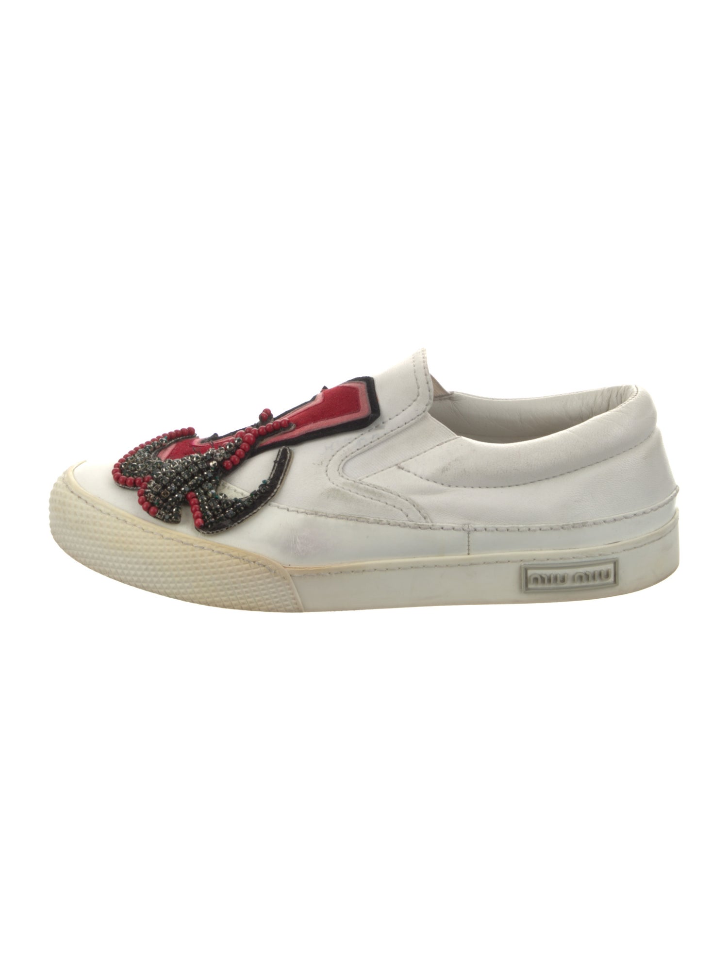 Miu Miu Leather Graphic Print Sneakers